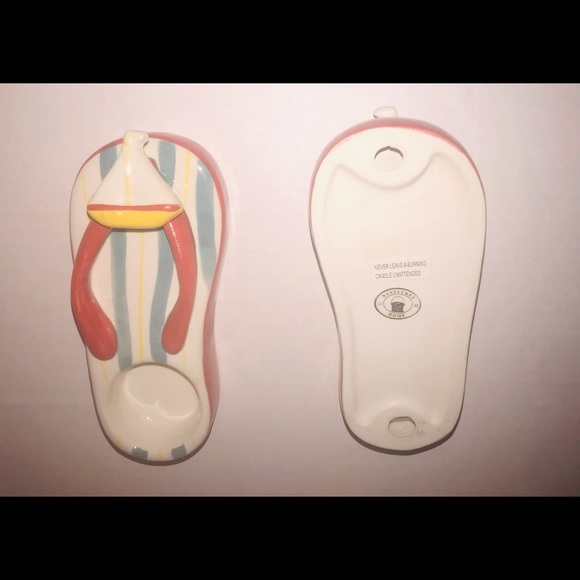 New Two Porcelain Candle Holders Flip Flop Shape Nantucket Home - Picture 9 of 12